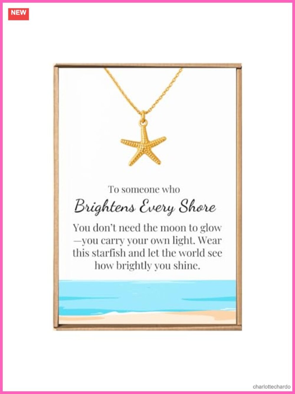 Gold Tone Starfish Pendant Necklace Cable Chain
